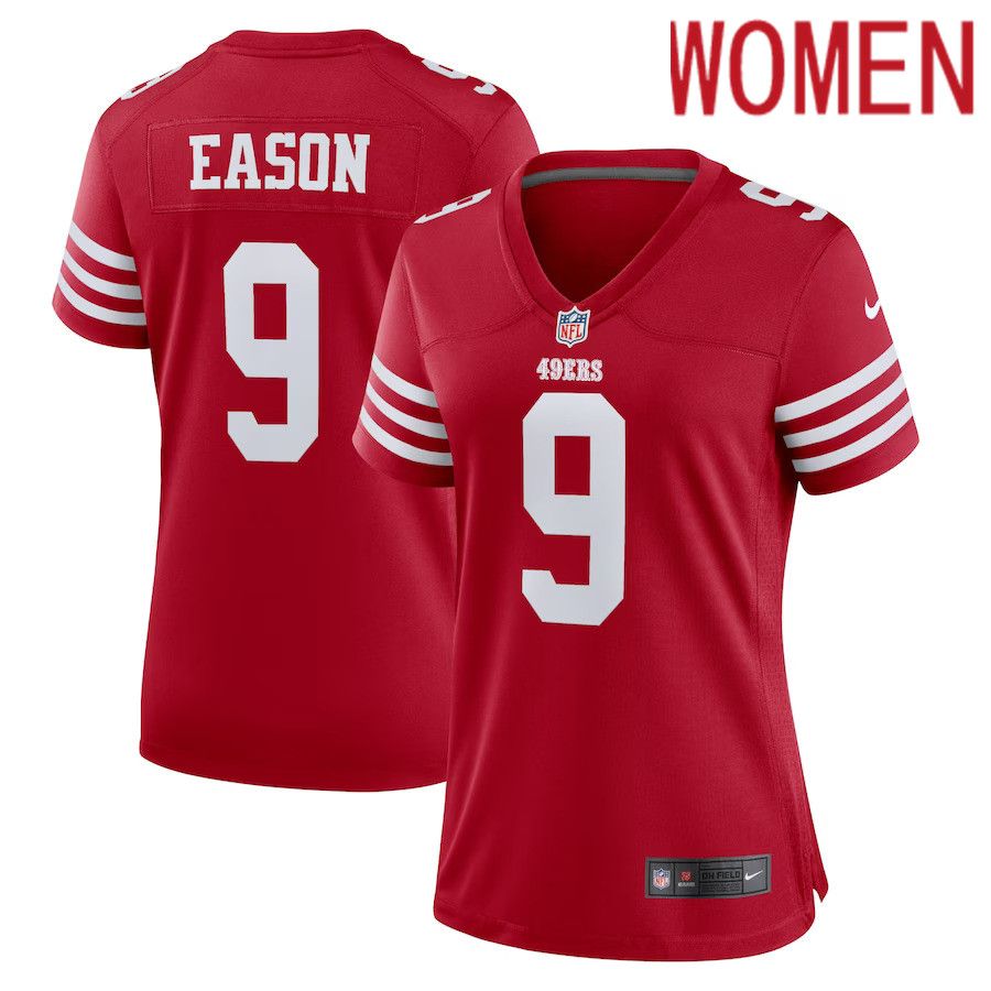 Women San Francisco 49ers #9 Jacob Eason Nike Scarlet Home Game Player NFL Jersey->women nfl jersey->Women Jersey
